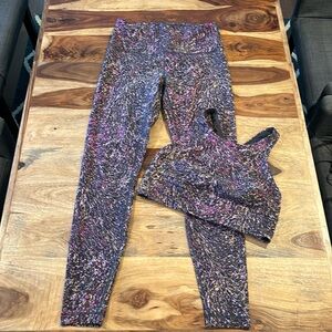 Lululemon Full Length Wonder Train Leggings and Matching Longline Bra - Size 10